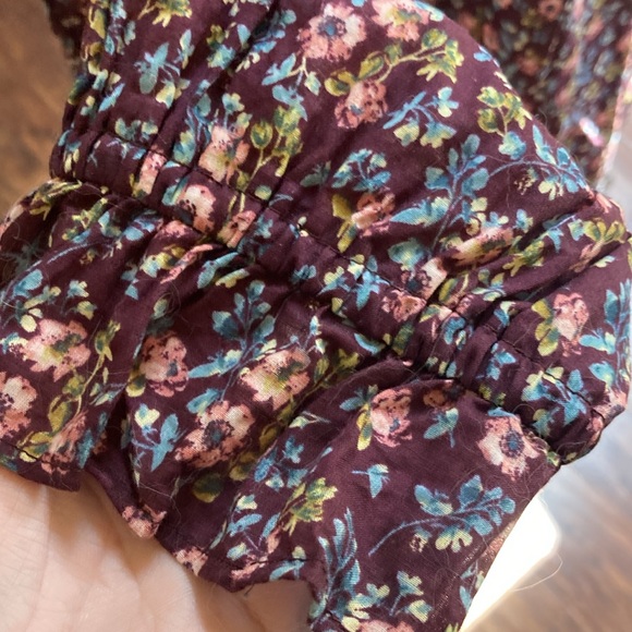 LOFT Plum Floral Pintuck Blouse - Picture 6 of 7